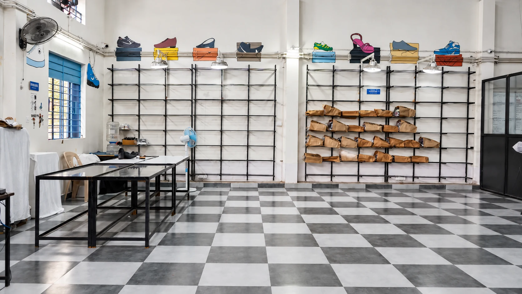 A wide view of the Mr. Shoe Cleaner workspace